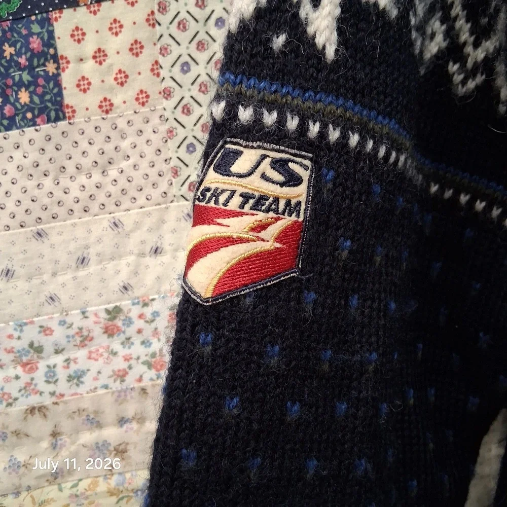 Dale of Norway US Ski Team Navy Blue Fair Isle Snowflake Sweater Size Medium
